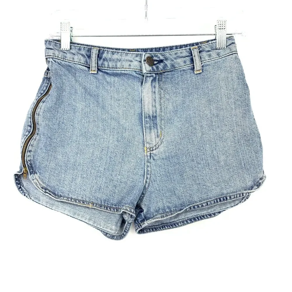 TOPSHOP Shorts MOTO Women's Size 6 Side Zipper Denim High Rise Blue